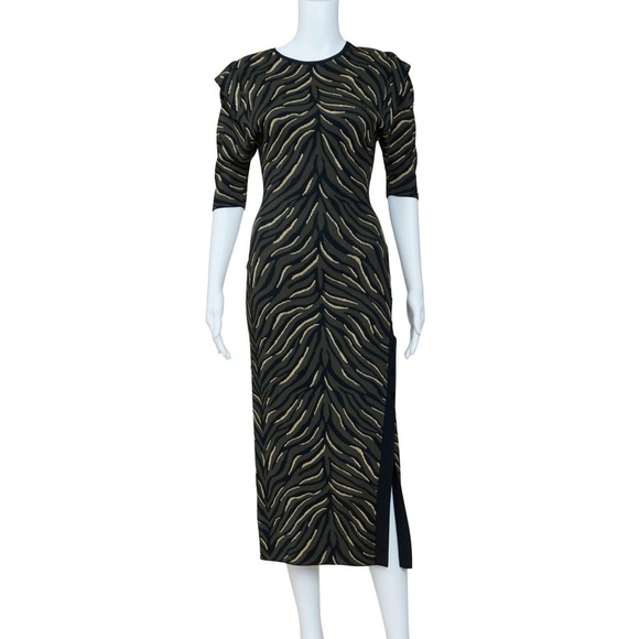 sass & bide Dresses & Skirts - Sass & Bide Midi Dress Movement of Sound: animal print, button slot NWOT XS